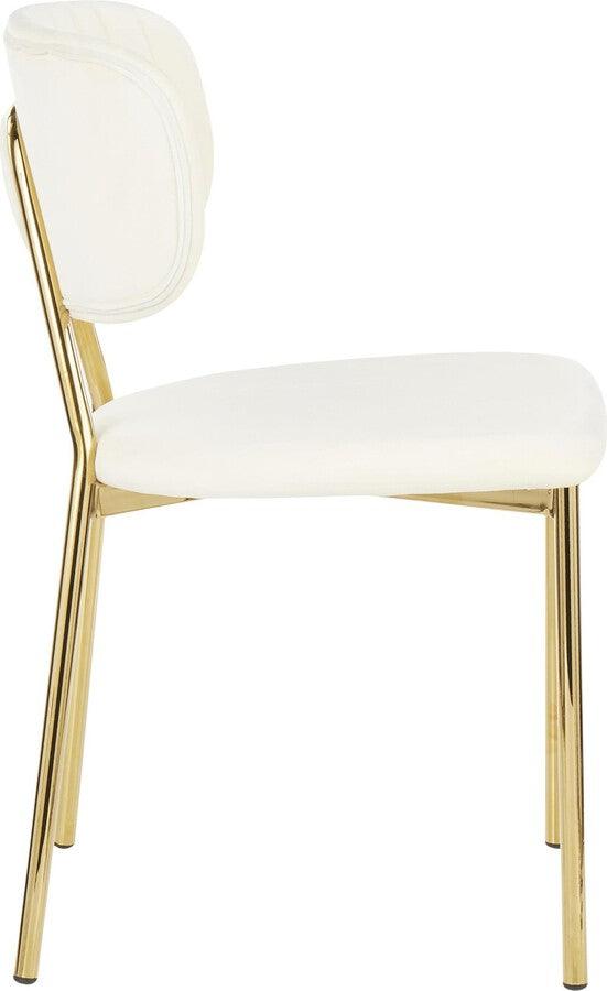 Lumisource Accent Chairs - Bouton Contemporary/Glam Chair In Gold Metal & Cream Velvet (Set of 2)