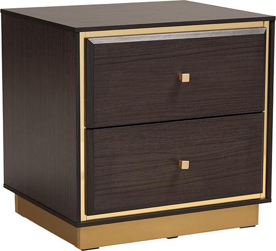 Wholesale Interiors Bedroom Sets - Arcelia Two-Tone Dark Brown and Gold Finished Wood Queen Size 5-Piece Bedroom Set