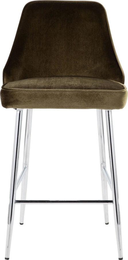 Lumisource Barstools - Marcel 25" Counter Stool In Chrome & Green Velvet (Set of 2)