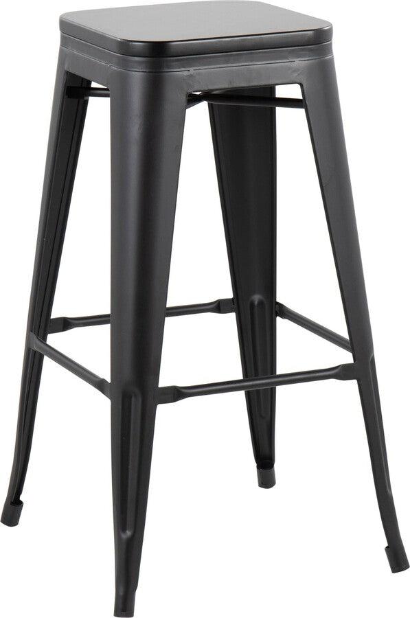 Lumisource Barstools - Oregon Barstool In Black Steel & Black Wood (Set of 2)