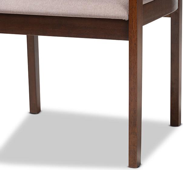 Wholesale Interiors Dining Sets - Helene Mid-Century Warm Grey Fabric and Dark Brown Finished Wood 5-Piece Dining Set