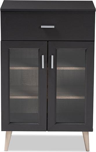 Wholesale Interiors Kitchen Storage & Organization - Jonas Modern And Contemporary Dark Grey And Oak Brown Finished Kitchen Cabinet