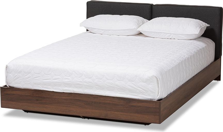 Wholesale Interiors Beds - Iselin Queen Storage Bed Dark Gray & Walnut Brown