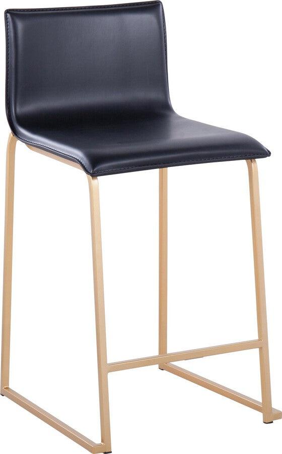Lumisource Barstools - Mara 26" Counter Stool In Gold Metal & Black Faux Leather (Set of 2)