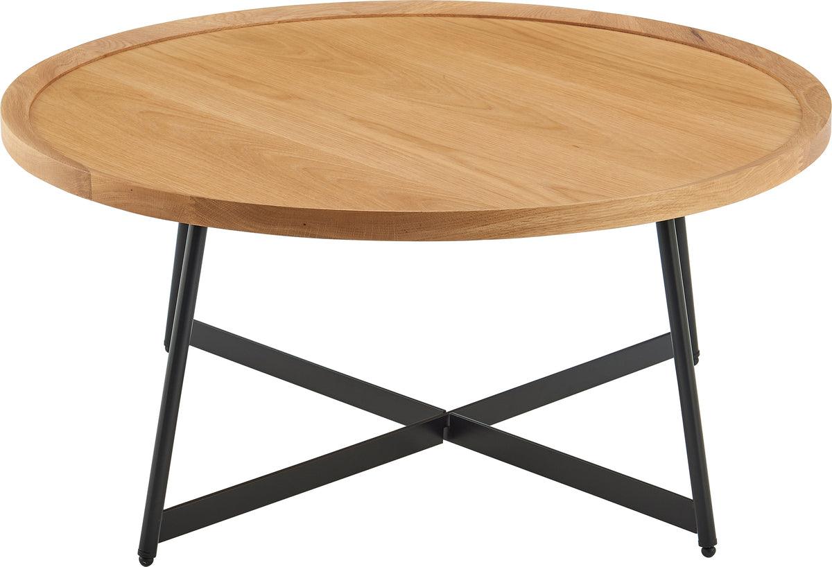 Euro Style Coffee Tables - Niklaus 35" Round Coffee Table in Oak and Black Base