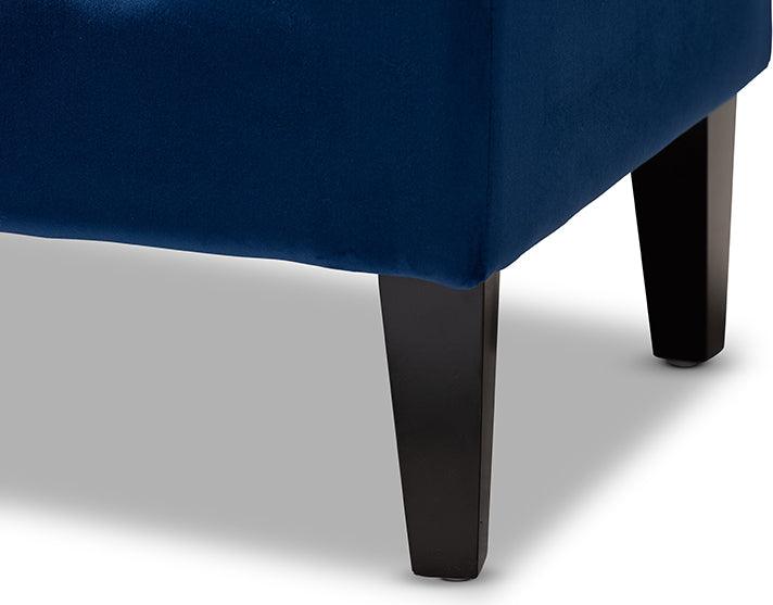 Wholesale Interiors Benches - Perret Royal Blue Velvet Fabric Upholstered Espresso Finished Wood Bench