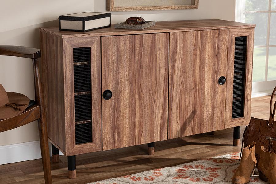 Wholesale Interiors Shoe Storage - Valina Contemporary 2-Door Wood Entryway Shoe Storage Cabinet with Screen Inserts