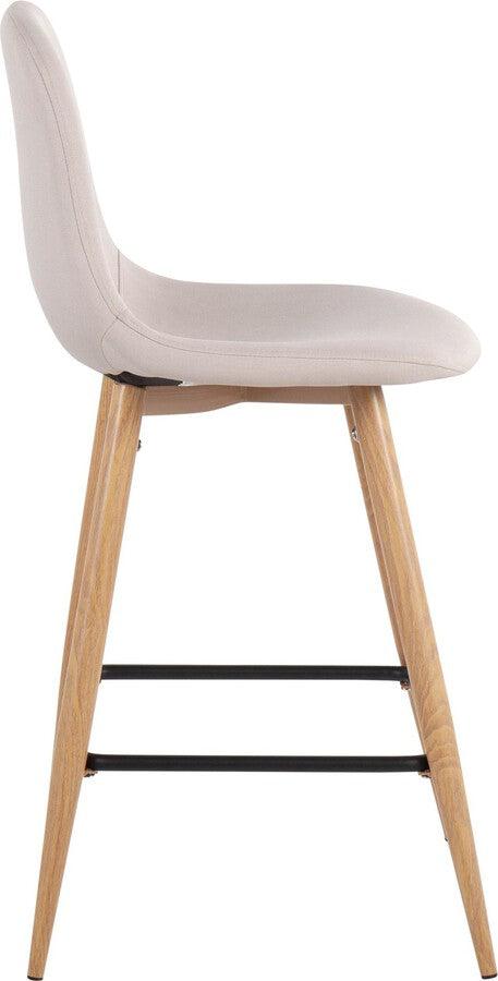 Lumisource Barstools - Pebble Counter Stool In Natural Metal & Beige Fabric (Set of 2)
