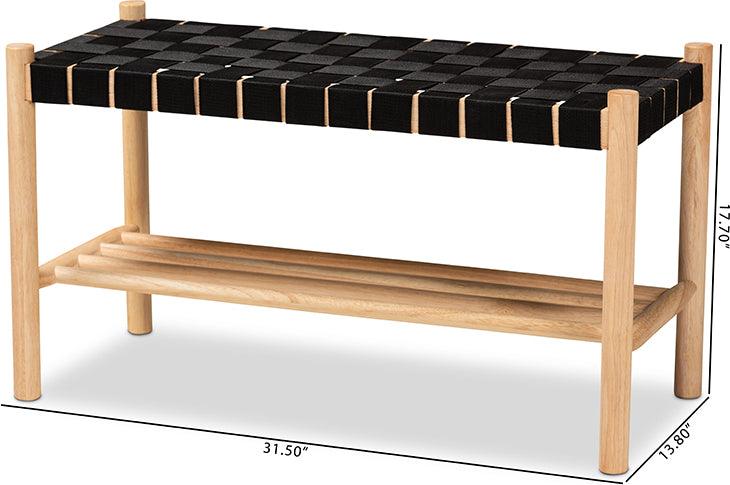 Wholesale Interiors Benches - Cadmus Rustic Mid-Century Modern Black and Oak Brown Finished Wood Bench