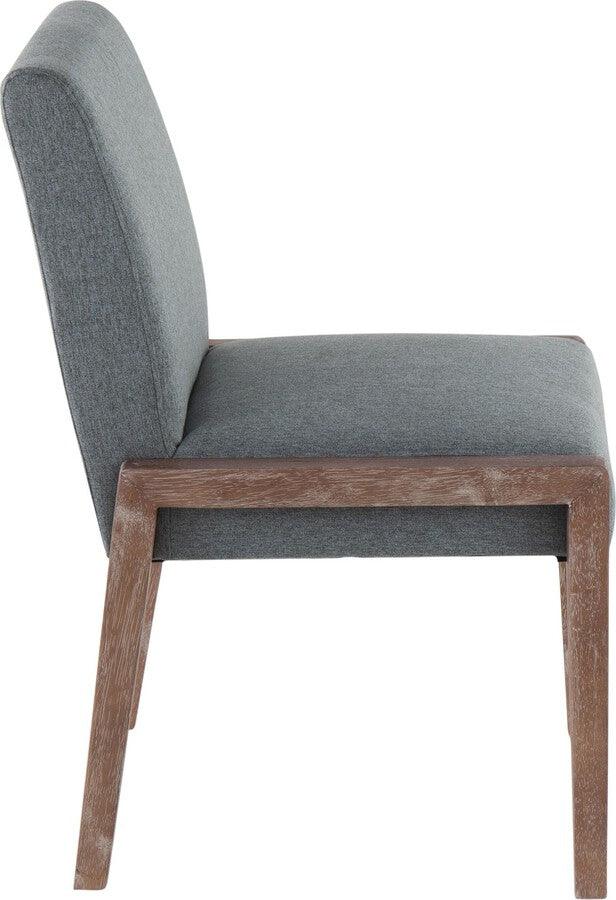 Lumisource Accent Chairs - Carmen Contemporary Chair In White Washed Wood & Teal Fabric (Set of 2)