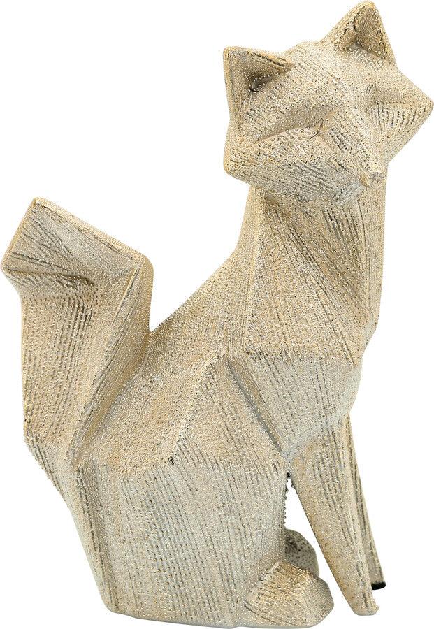 Sagebrook Home Decorative Objects - Cer, 10" Beaded Fox Figurine, Champagne