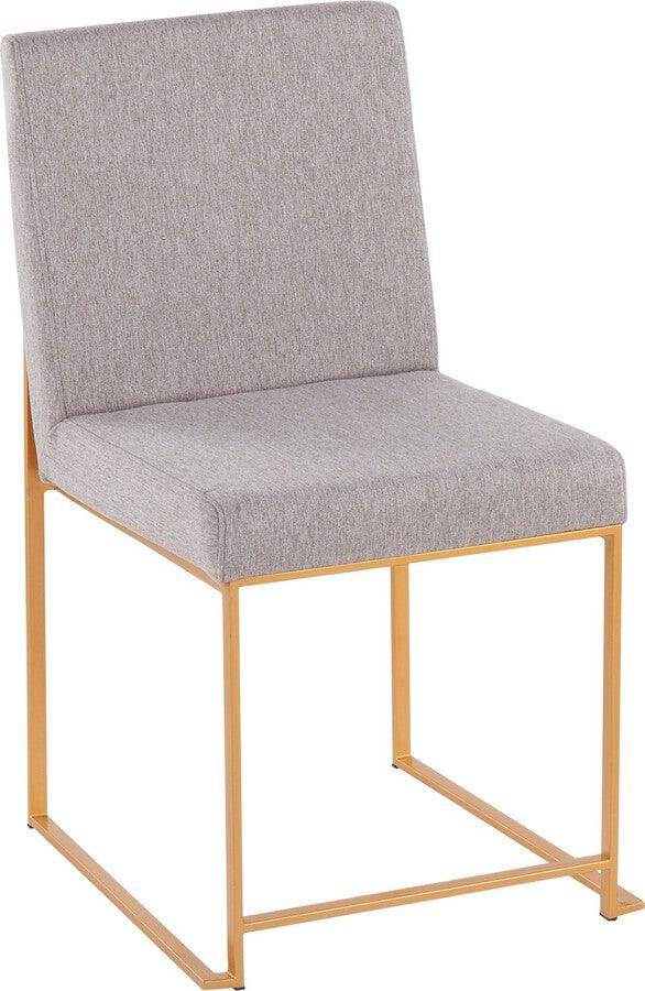 Lumisource Dining Chairs - High Back Fuji Contemporary Dining Chair In Gold & Light Grey Fabric (Set of 2)