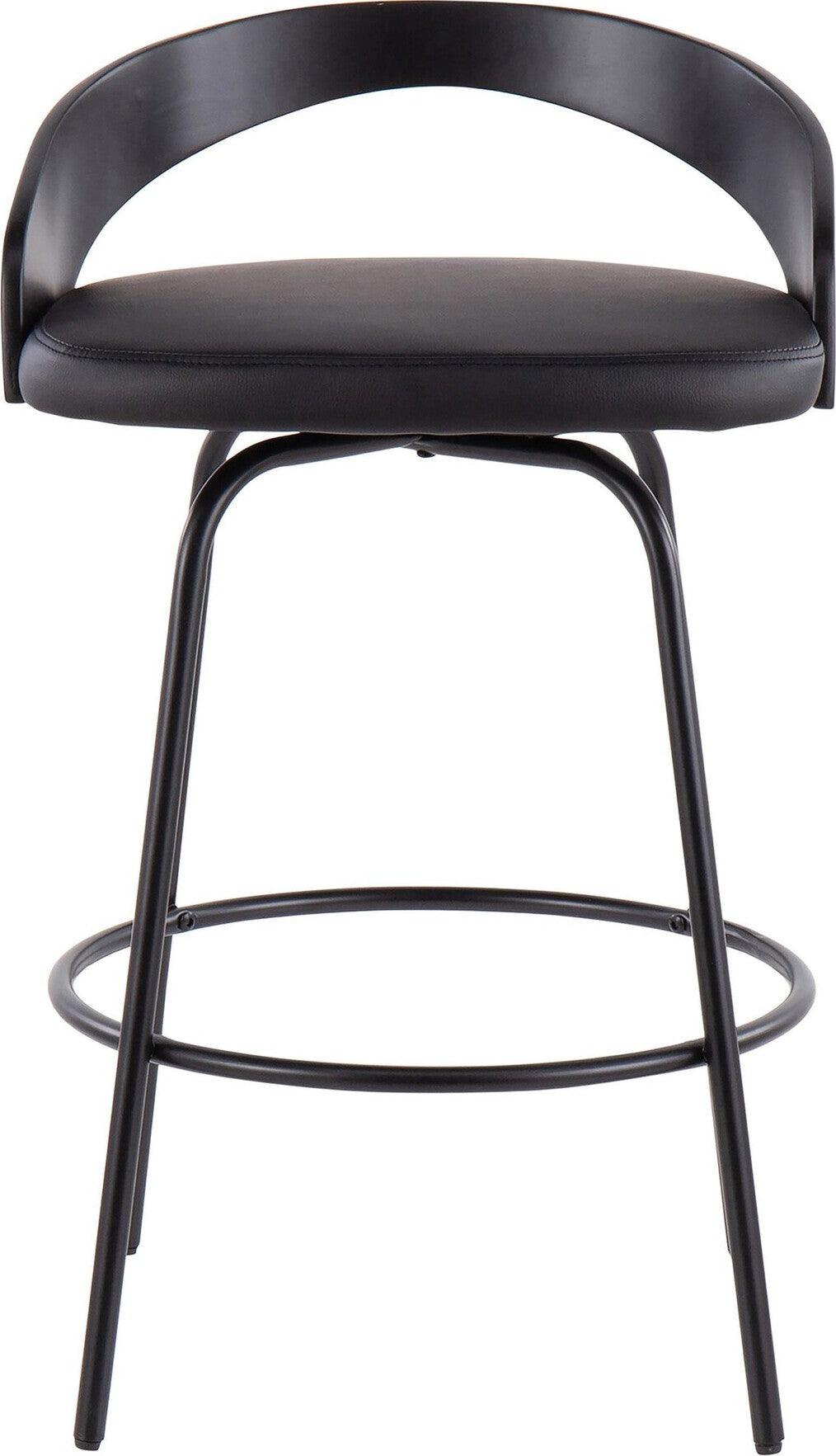 Lumisource Barstools - Grotto Claire Swivel Fixed Height Counter Stool (Set of 2) Black