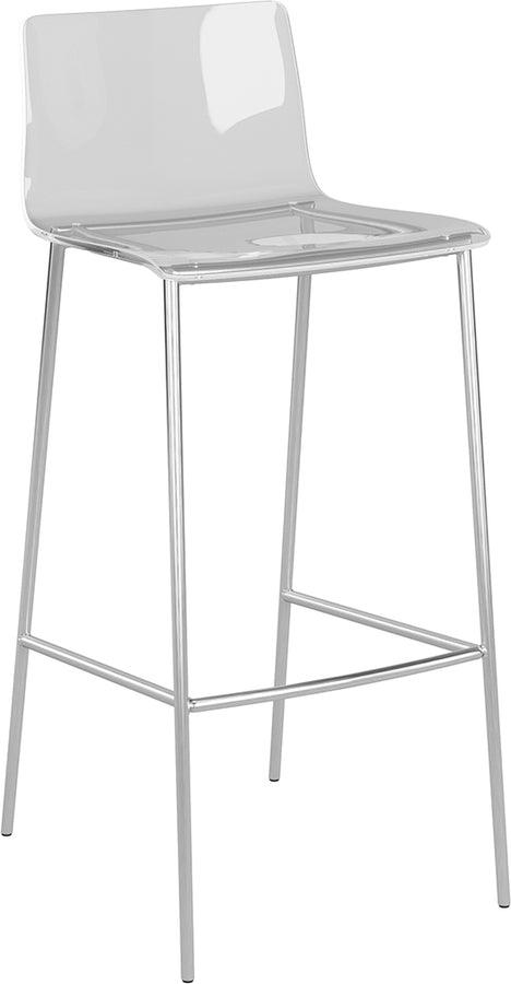 Euro Style Barstools - Cilla Bar Stool in Clear with Brushed Nickel Legs - Set of 2