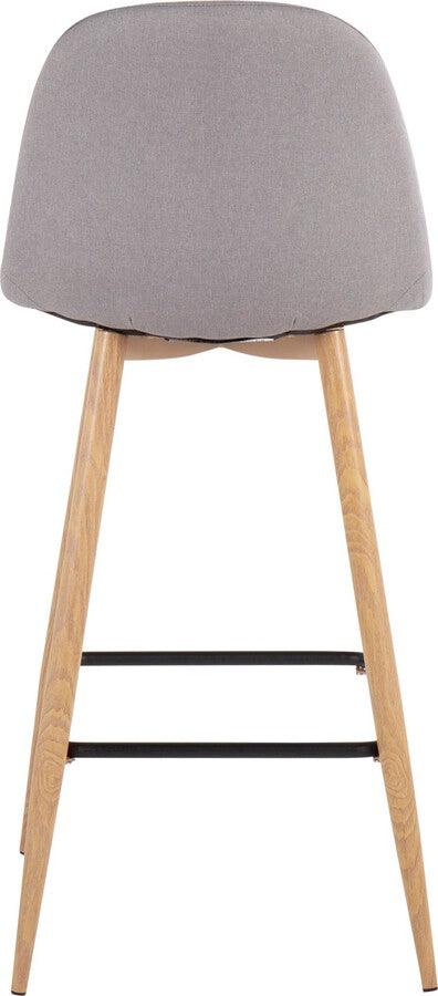 Lumisource Barstools - Pebble Barstool In Natural Metal & Light Grey Fabric (Set of 2)