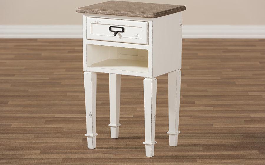 Wholesale Interiors Nightstands & Side Tables - Dauphine 2 Drawer Nightstand White & Natural