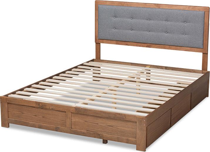 Wholesale Interiors Beds - Lene Queen Storage Bed Ash walnut & grey