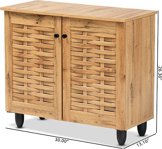 Wholesale Interiors Shoe Storage - Winda Oak Brown Finished Wood 2-Door Shoe Cabinet