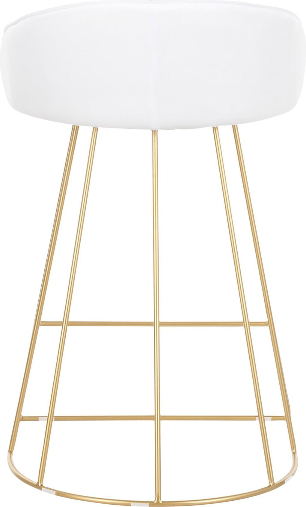 Lumisource Barstools - Canary Counter Stool (Set of 2) Gold & White Velvet