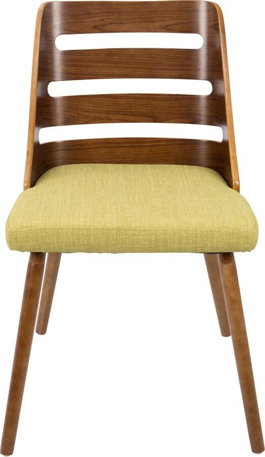 Lumisource Dining Chairs - Trevi Mid-Century Modern Dining/Accent Chair in Walnut with Green Fabric