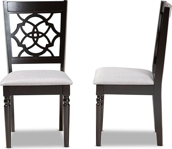 Wholesale Interiors Dining Chairs - Renaud Contemporary Grey Fabric and Brown Wood 2-Piece Dining Chair Set
