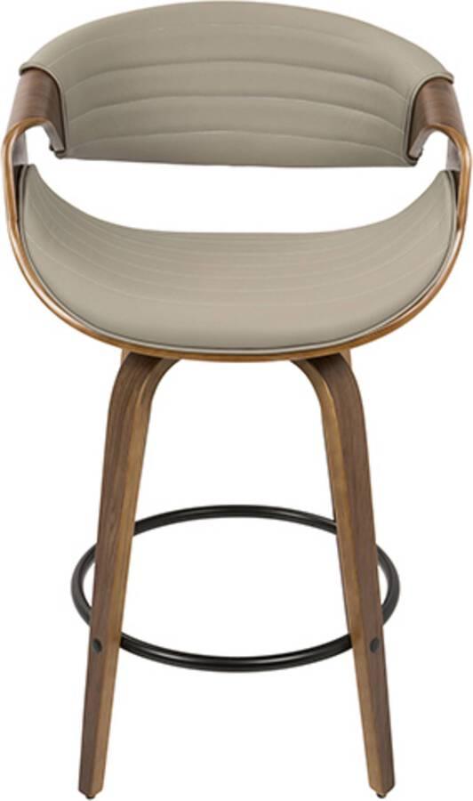 Lumisource Barstools - Symphony Counter Stool In Walnut & Grey Faux Leather (Set of 2)
