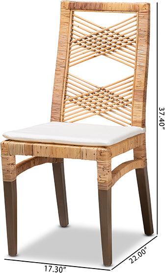 Wholesale Interiors Dining Chairs - Poltak Modern Bohemian Natural Brown Rattan 2-Piece Dining Chair Set