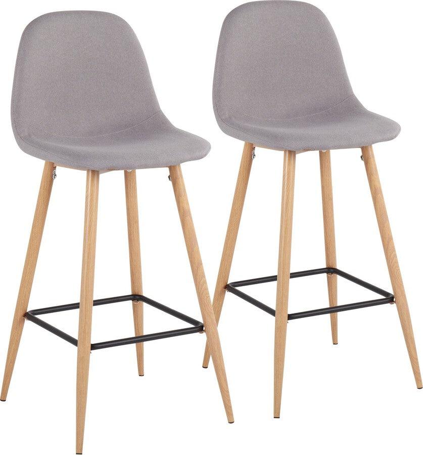 Lumisource Barstools - Pebble Barstool In Natural Metal & Light Grey Fabric (Set of 2)