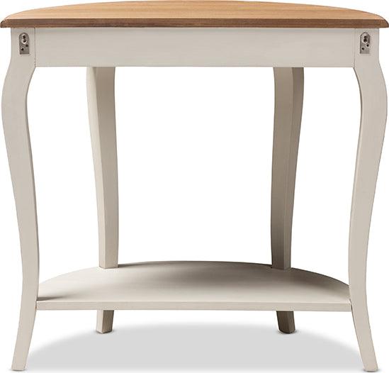 Wholesale Interiors Consoles - Cordelia Country Cottage Farmhouse White And Natural Brown Finished Console Table