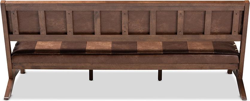 Wholesale Interiors Sofas & Couches - Rovelyn Rustic Brown Faux Leather Upholstered Walnut Finished Wood Sofa