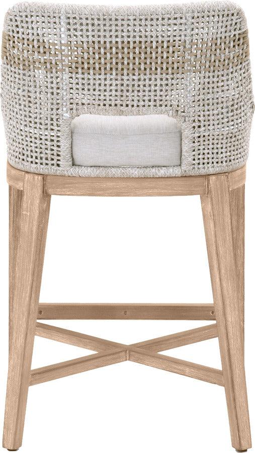 Essentials For Living Barstools - Tapestry Counter Stool Taupe & White Flat Rope, Taupe Stripe, Pumice, Natural Gray Mahogany