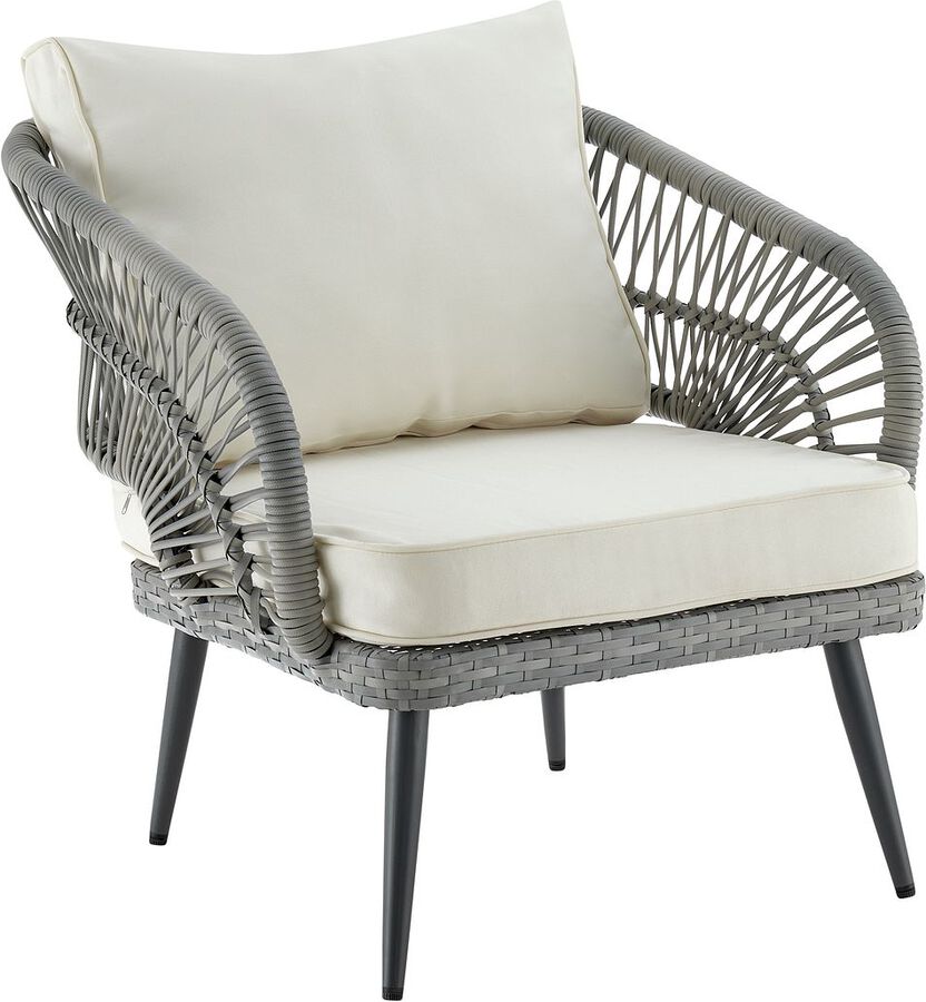 Manhattan Comfort Outdoor Conversation Sets - Riviera Patio 5- Person Conversation Set with Coffee Table with Cream Cushions