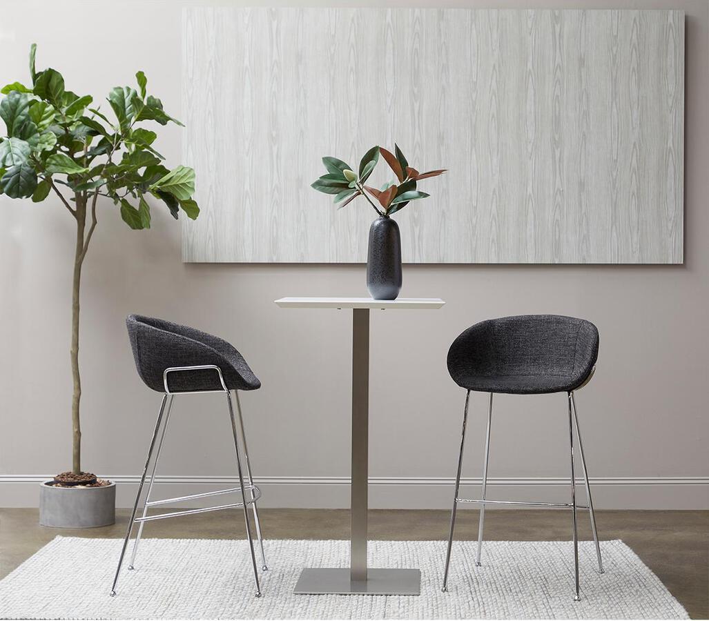 Euro Style Barstools - Zach-B Bar Stool with Black Fabric and Chromed Steel Frame and Legs - Set of 2