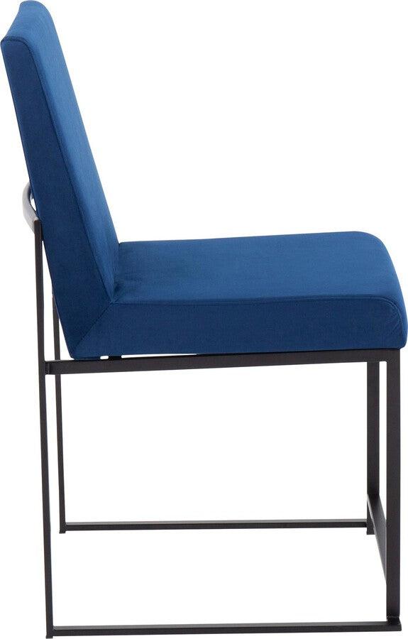 Lumisource Dining Chairs - High Back Fuji Contemporary Dining Chair In Black Steel & Blue Velvet (Set of 2)