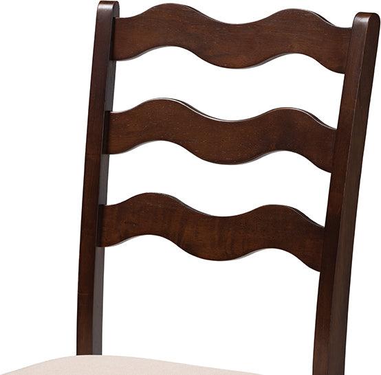 Wholesale Interiors Dining Sets - Amara Mid-Century Modern Cream Fabric and Dark Brown Finished Wood 5-Piece Dining Set