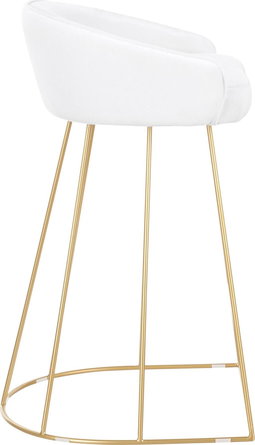 Lumisource Barstools - Canary Counter Stool (Set of 2) Gold & White Velvet