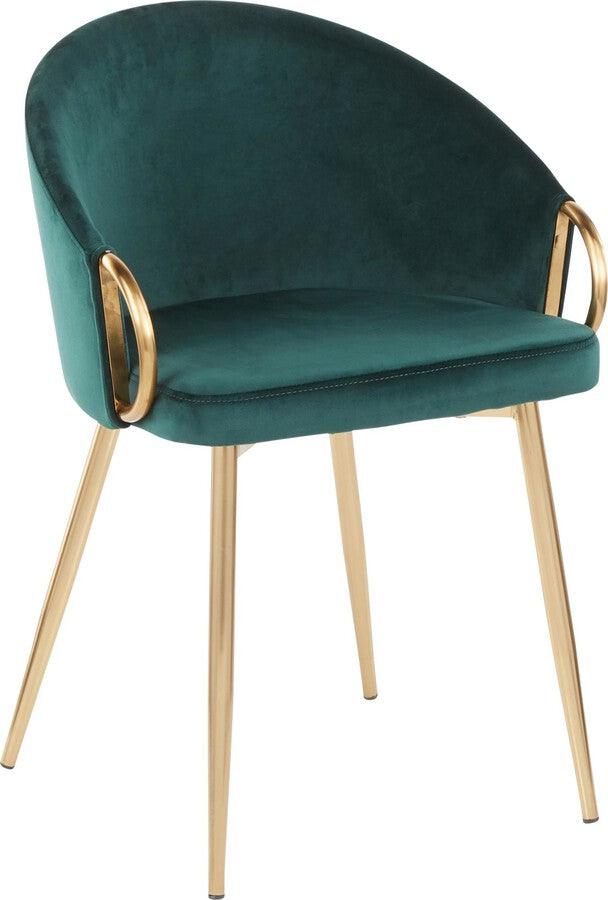 Lumisource Accent Chairs - Claire Contemporary/Glam Chair in Gold Metal and Emerald Green Velvet