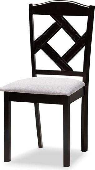 Wholesale Interiors Dining Sets - Nesa Modern Grey Fabric Upholstered and Dark Brown Finished Wood 5-Piece Dining Set