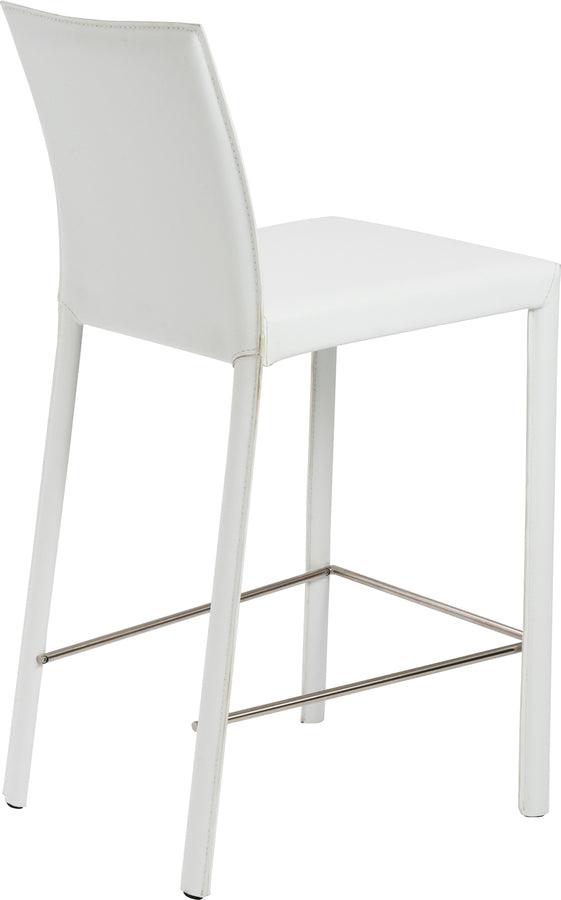 Euro Style Barstools - Hasina Counter Stool in White with Polished Stainless Steel Legs - Set of 2