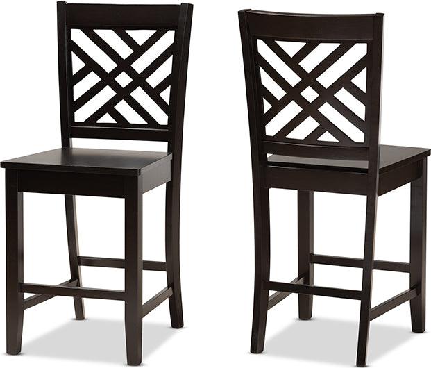 Wholesale Interiors Barstools - Caron Modern and Contemporary Transitional Dark Brown Finished Wood 2-Piece Counter Stool Set