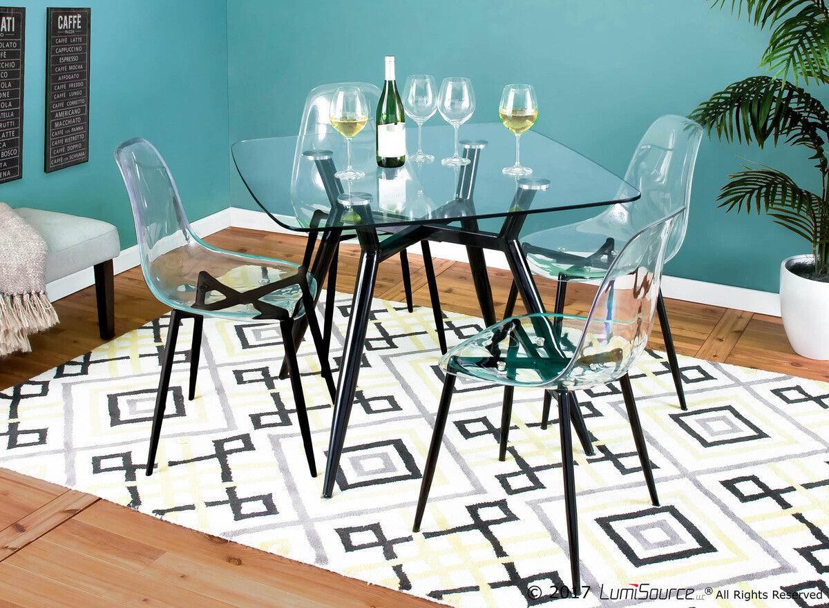 Lumisource Dining Chairs - Clara Mid-Century Modern Dining Chair in Black and Clear - Set of 2