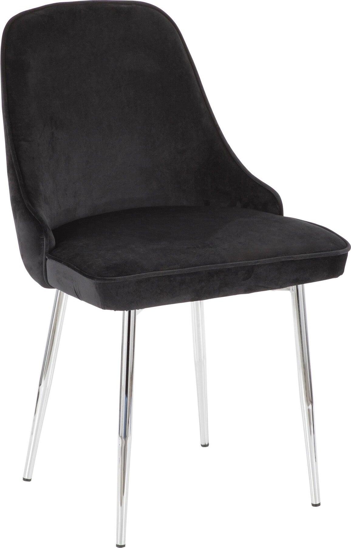 Lumisource Dining Chairs - Marcel Contemporary Dining Chair with Chrome Frame and Black Velvet Fabric (Set of 2)