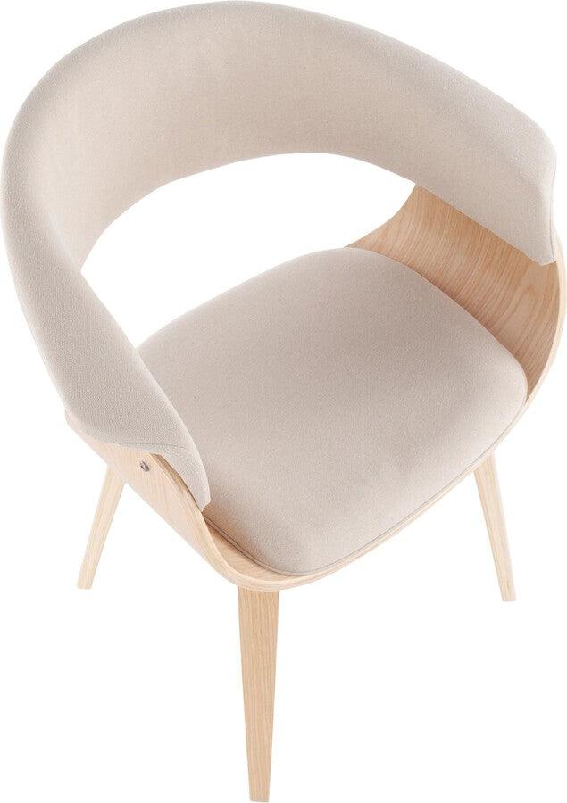 Lumisource Accent Chairs - Vintage Mod Mid-Century Modern Dining/Accent Chair in Natural Wood and Cream Fabric