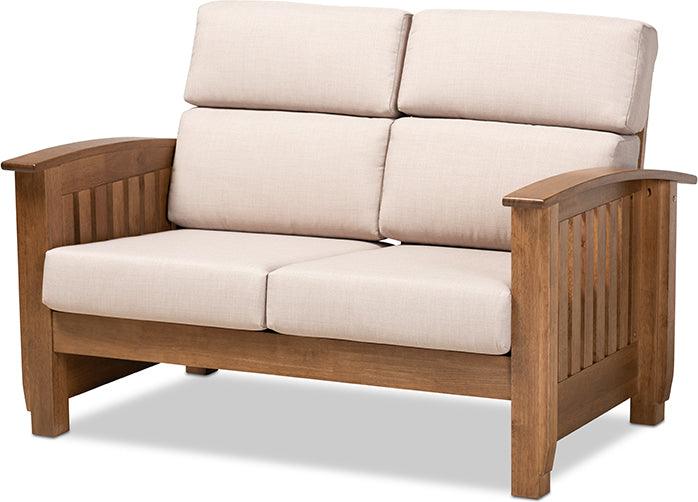 Wholesale Interiors Loveseats - Charlotte Loveseat Taupe & Walnut