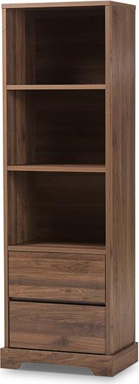 Wholesale Interiors Bookcases & Display Units - Burnwood Modern and Contemporary Walnut Brown Finished Wood 2-Drawer Bookcase