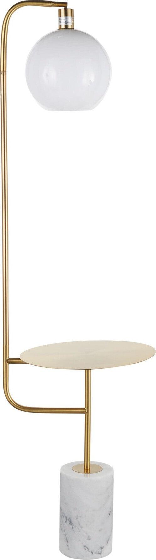 Lumisource Floor Lamps - Symbol Floor Lamp with Side Table White & Gold