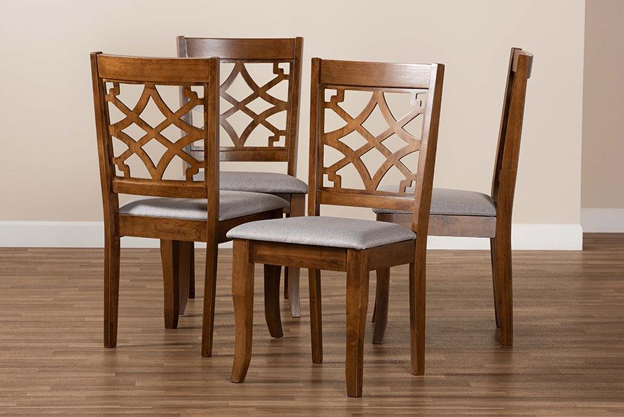 Wholesale Interiors Dining Chairs - Mael Grey Fabric Upholstered Walnut Brown Finished Wood 4-Piece Dining Chair Set