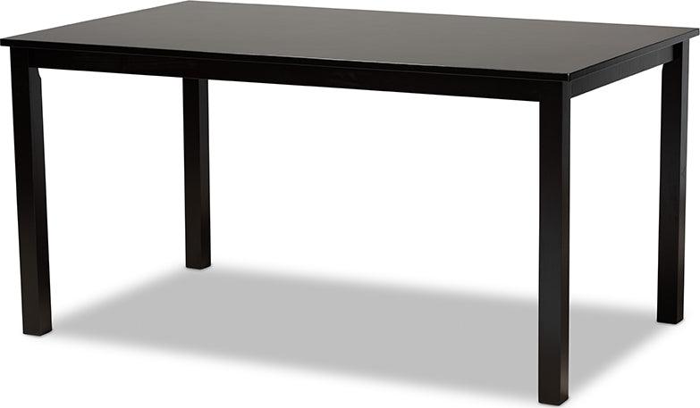 Wholesale Interiors Dining Sets - Ruth Sand Fabric Upholstered and Dark Brown Finished Wood 7-Piece Dining Set
