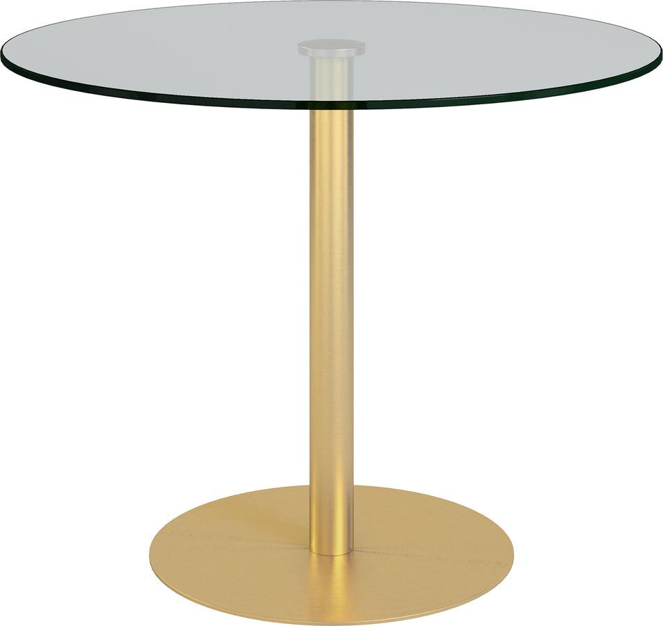 Euro Style Dining Tables - Ava 36" Round Bistro Table with Clear Tempered Glass Top and Matte Brushed Gold Base