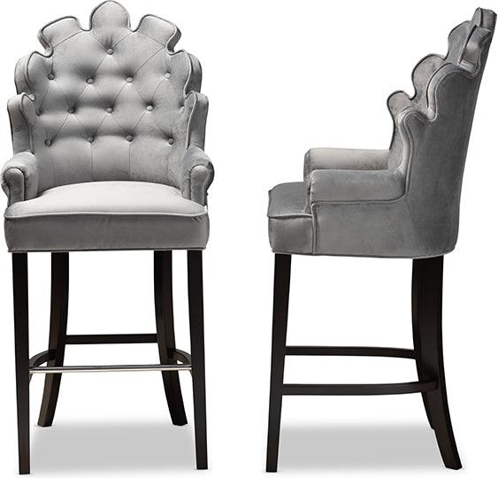 Wholesale Interiors Barstools - Chloe Bar Stool Dark Gray & Dark Brown (Set of 2)